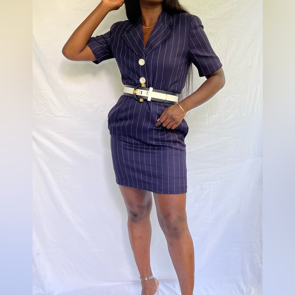 Vintage Pinstripe Christian Dior Mini Skirt Suit Set